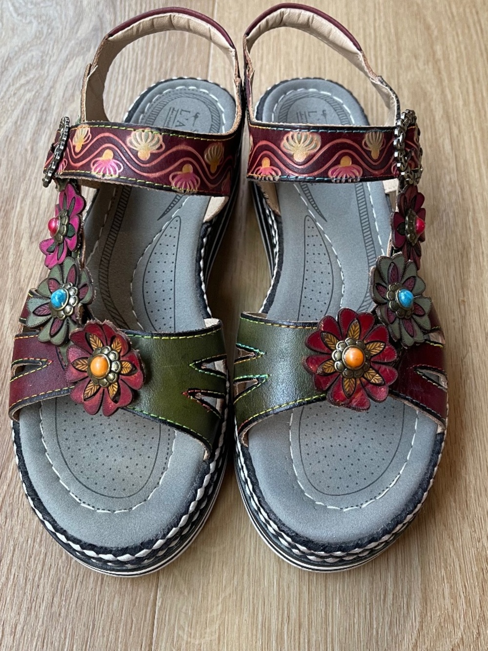 Spring Step L’Artiste Laga Slide Sandals Size 40 Boho Comfort Leather EUC